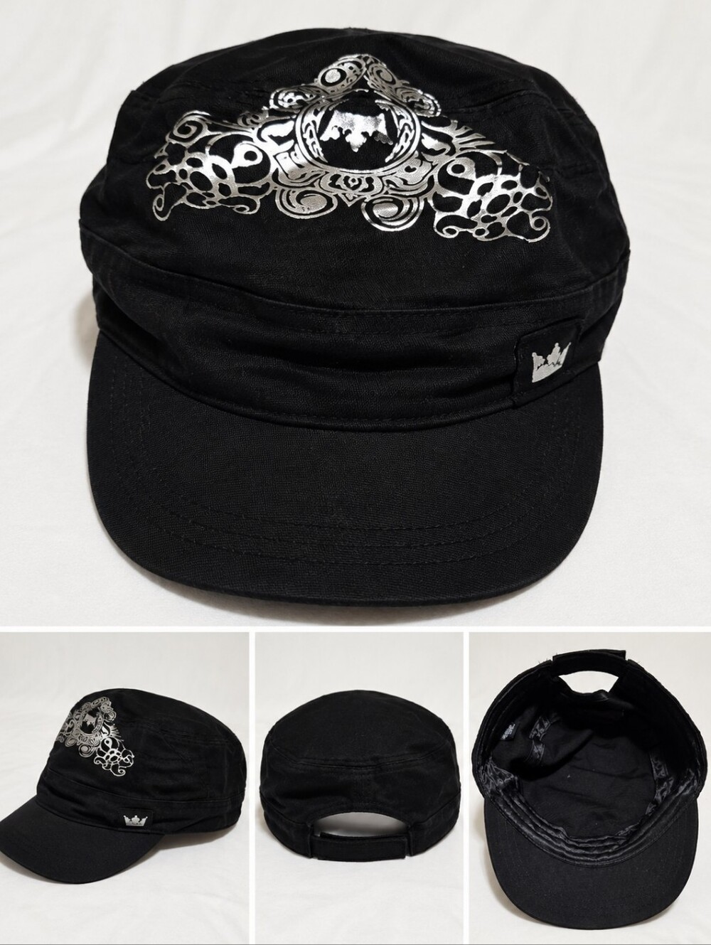 Chic Women's black silver design cadet hat #41